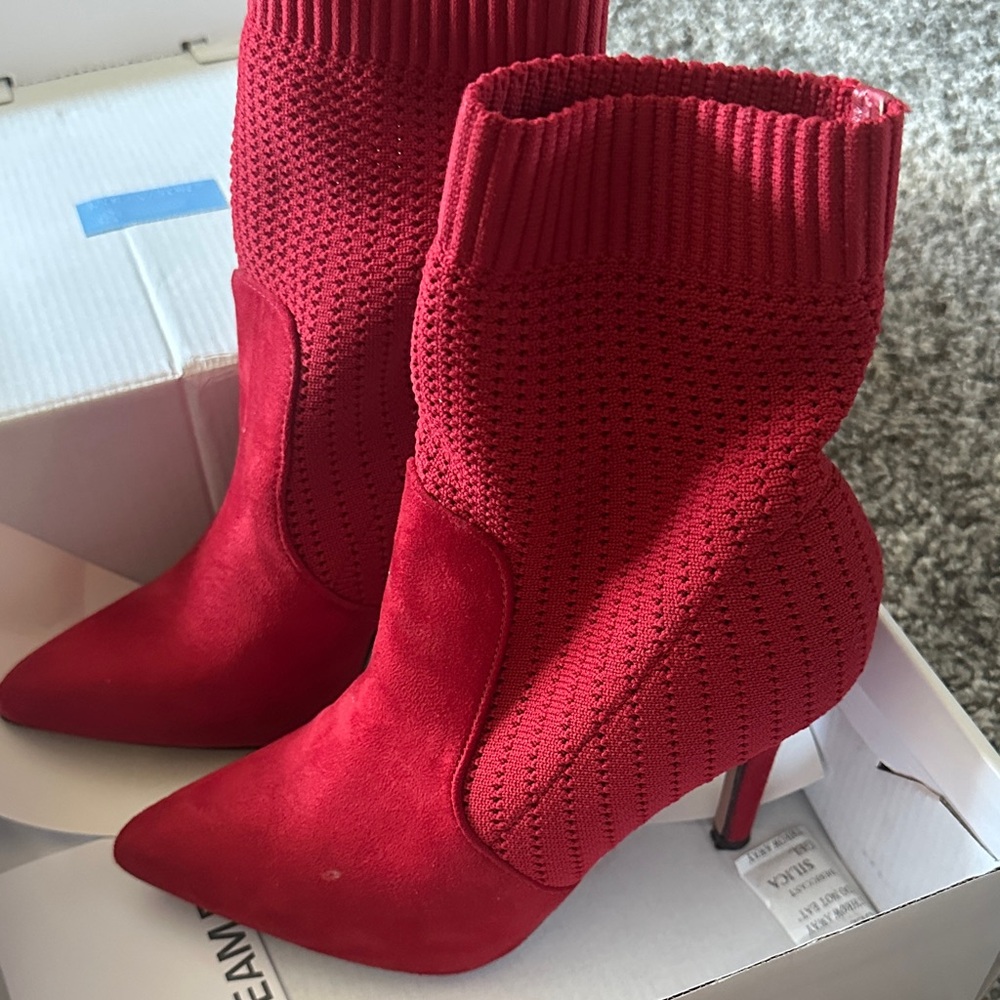 Catherines Vibrant Red Heeled Boots